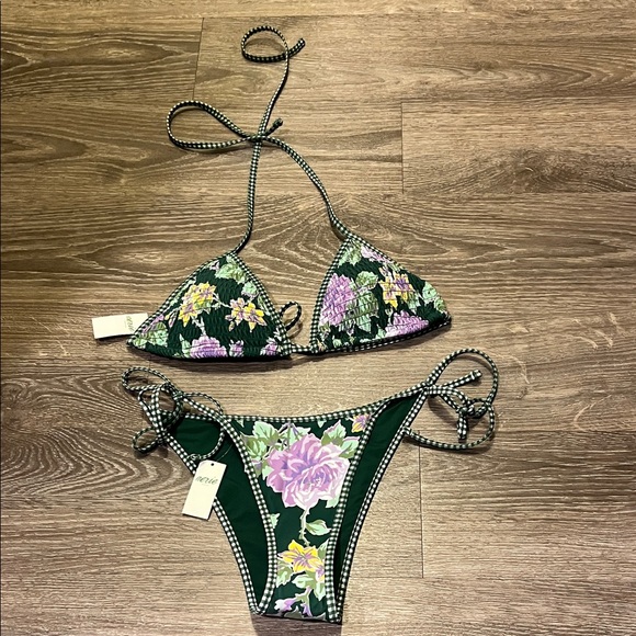 aerie Other - Aerie Green and Purple Floral Bikini